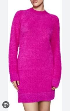 Bardot Mock Neck Knit Pink Sweater Dress SzXL NWOT
